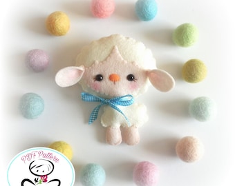 Bella the Lamb-PDF Sewing Pattern-DIY-Felt Sheep Toy Pattern-Baby Sheep-Nursery Decor-Lamb Ornament-Baby's mobile toy-Farm animals