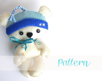 Polar Bear-Christmas Ornament PDF Sewing Pattern-Ornament pattern-Polar bear toy-Stocking stuffer-Felt ornament pattern-DIY Project-WInter