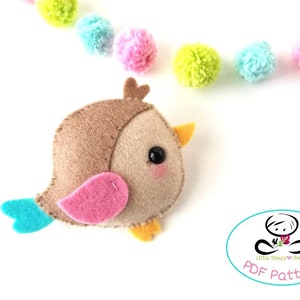 Garden Bird-PDF Sewing Pattern-DIY-Felt bird-Toy Pattern-Cute bird-Nursery Decor-Baby&#39;s mobile toy-garden animals-spring animals