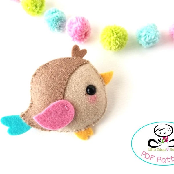Garden Bird-PDF Sewing Pattern-DIY-Felt bird-Toy Pattern-Cute bird-Nursery Decor-Baby's mobile toy-garden animals-spring animals