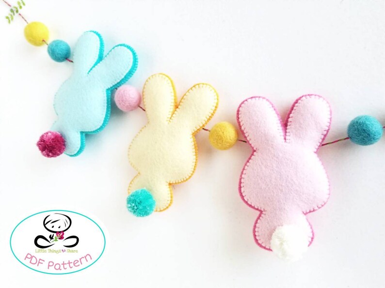 Bunny Garland PDF Pattern, Felt Peeps, Easter Bunny, DIY, Instant ...