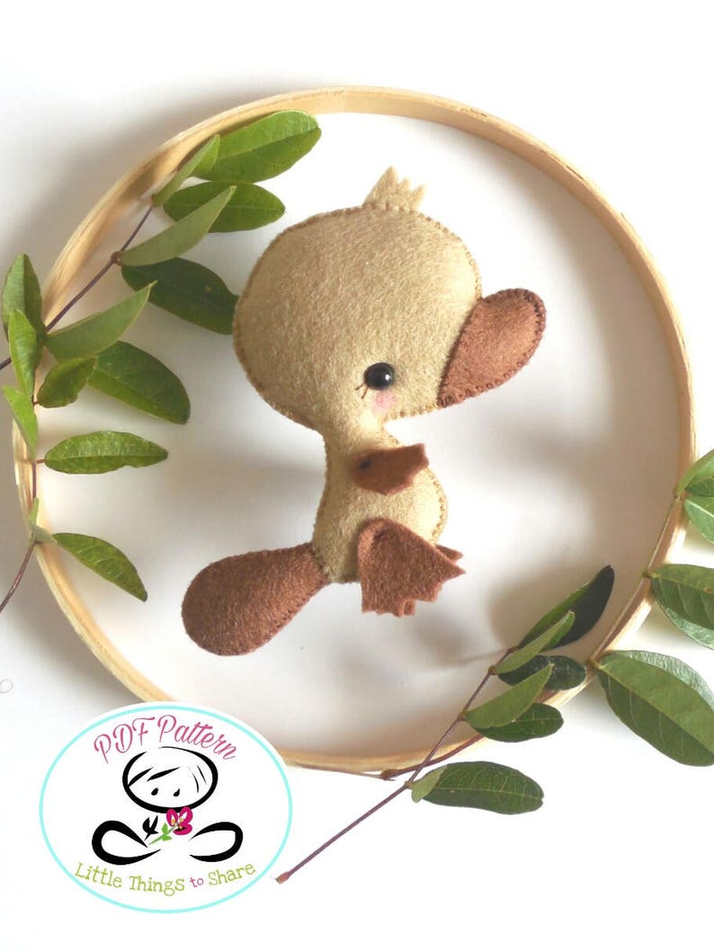 Baby Platypus PDF sewing pattern-DIY-Platypus toy pattern-Australian animals-Nursery decor-Instant download-Baby's mobile toy-Felt Animals image 4