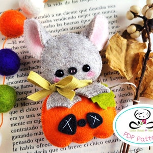Pumpkin Bat pattern, PDF file-Halloween Ornament, felt bat, bat plush toy, Felt Ornament, DIY Instant download