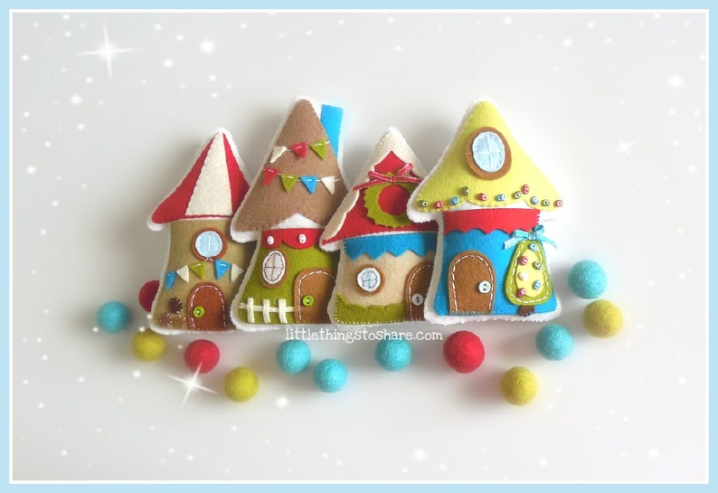 Christmas Village-PDF Pattern-Felt Christmas Ornaments-Christmas Cottage-Christmas Advent Calendar-Christmas Garland-Felt Gingerbread Houses image 6