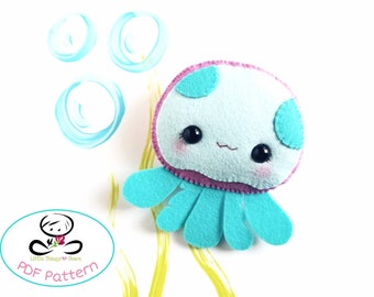 Maddy the Jellyfish PDF pattern-Sea animal toy-DIY-sea life mobile-Nursery decor-Instant download-Cute jellyfish plush toy-Sea life