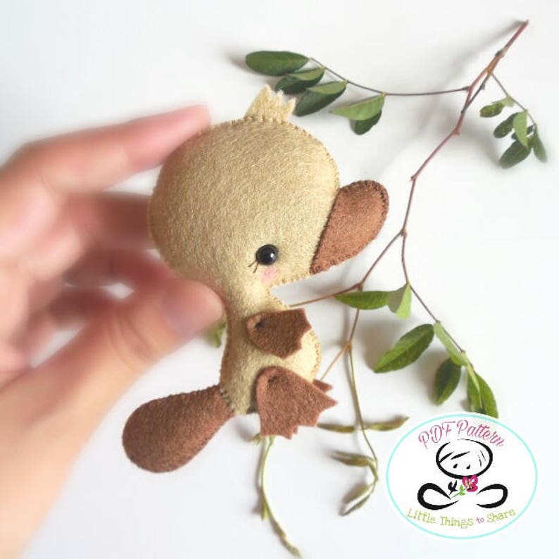 Baby Platypus PDF sewing pattern-DIY-Platypus toy pattern-Australian animals-Nursery decor-Instant download-Baby's mobile toy-Felt Animals image 1