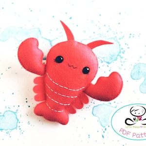 Gustav der Hummer PDF Muster-Meerestier-Spielzeug-DIY-Meeresleben Mobile-Kinderzimmer Dekor-Sofort download-Niedliches Hummer-Plüschtier-Meeresleben