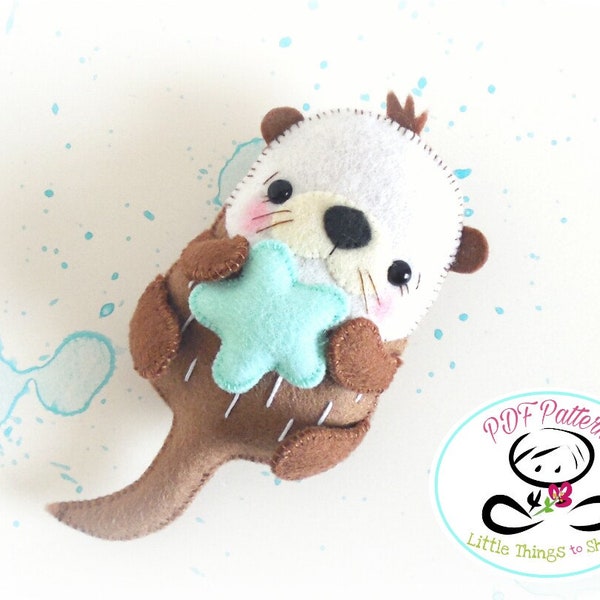 Bubble the Sea Otter PDF padrão -Brinquedo de animais marinhos-DIY-Decoração de berçário-Download instantâneo-Brinquedo móvel do bebê-Brinquedo fofo do mar-Criaturas do mar