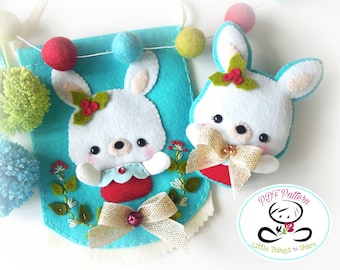 Christmas Bunny Christmas Ornament-PDF Sewing Pattern-Xmas Banner-Stocking Stuffer-Felt ornament pattern-DIY Project-First Christmas gift