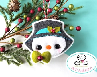 Sweet Snowman-PDF Pattern-Felt Christmas ornaments-DIY -Felt Garland-Gift tags-Cute snowman