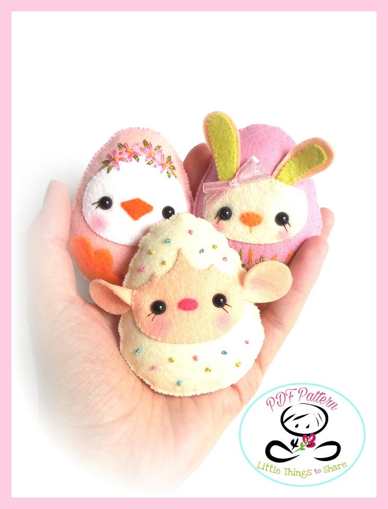 Baby Eggs PDF Pattern-Easter eggs sewing pattern-Egg animals-Easter ornaments-Baby shower favors-Easter toys-Spring animals image 3