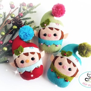 Baby Elf-PDF Pattern-Felt Christmas ornaments-Santa Helpers-DIY -Felt Garland-Gift tags-Cute elves-Christmas elves-felt pattern