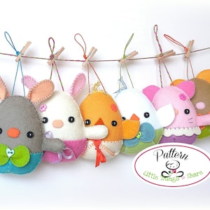 Egg Plushies PDF Pattern-Easter eggs sewing pattern-Egg animals-Easter ornaments-Baby shower favors-Easter toys-Spring animals-Felt Eggs