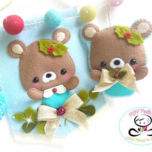 Christmas Bear Christmas Ornament-PDF Sewing Pattern-Xmas Banner-Stocking Stuffer-Felt ornament pattern-DIY Project-Bear