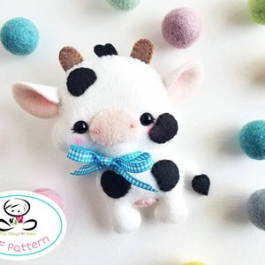 Moo the Baby Cow-PDF Sewing Pattern-DIY-Felt cow-Toy Pattern-Cute cow-Nursery Decor-baby cow ornament-Baby&#39;s mobile toy-Farm animals