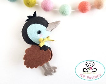 Patrón de costura Baby Emu PDF-DIY-Patrón de juguete Emu-Animales australianos-Decoración guardería-Descarga instantánea-Juguete móvil del bebé-Animales de fieltro