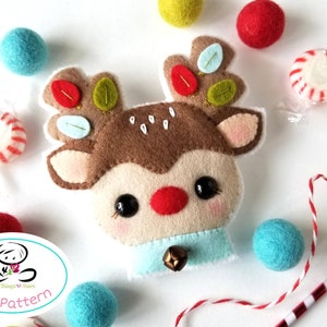 Festive Rudolph-PDF Pattern-Felt Christmas ornaments-Rudolph ornament-DIY -Felt Garland-Gift tags-Cute reindeer