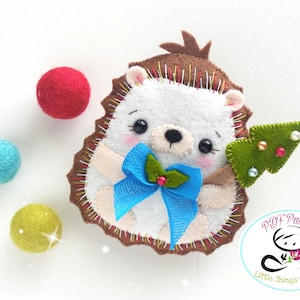Joy the Hedgehog-Christmas Ornament-PDF Sewing Pattern-Stocking Stuffer-Felt ornament pattern-DIY Project-First Christmas gift