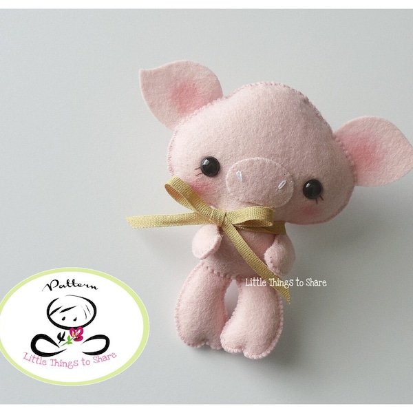 Baby Pig-PDF pattern-Felt pig-DIY Project-Farm Animals-Nursery decor-Instant Download-Baby's mobile toy-Cute pig-Kids present