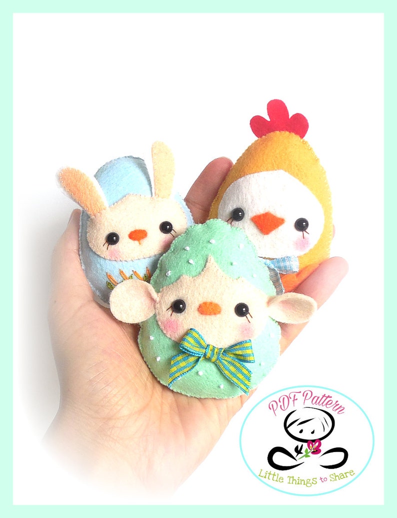 Baby Eggs PDF Pattern-Easter eggs sewing pattern-Egg animals-Easter ornaments-Baby shower favors-Easter toys-Spring animals image 4