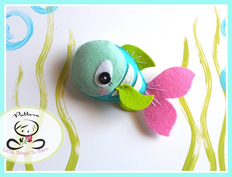 Splash-Sea Animals set of Four-PDF sewing pattern-Seahorse-Seal-Turtle-Fish-Ocean Animal ornaments-Nursery decor-Baby's mobile toy image 3