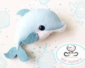 Kleine dolfijn PDF-patroon-Zeedierenspeelgoed-DIY-Baby dolfijn-Kinderkamer decor-Instant download-Baby's mobiele speelgoed-Schattige dolfijn knuffel-Zeeleven