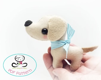 Sandy de Labrador puppy-PDF patroon-Schattige laboratoriumhond-DIY Project-Kinderkamer decor-Instant Download-Schattige hond-Vilten puppy-Vilten hond