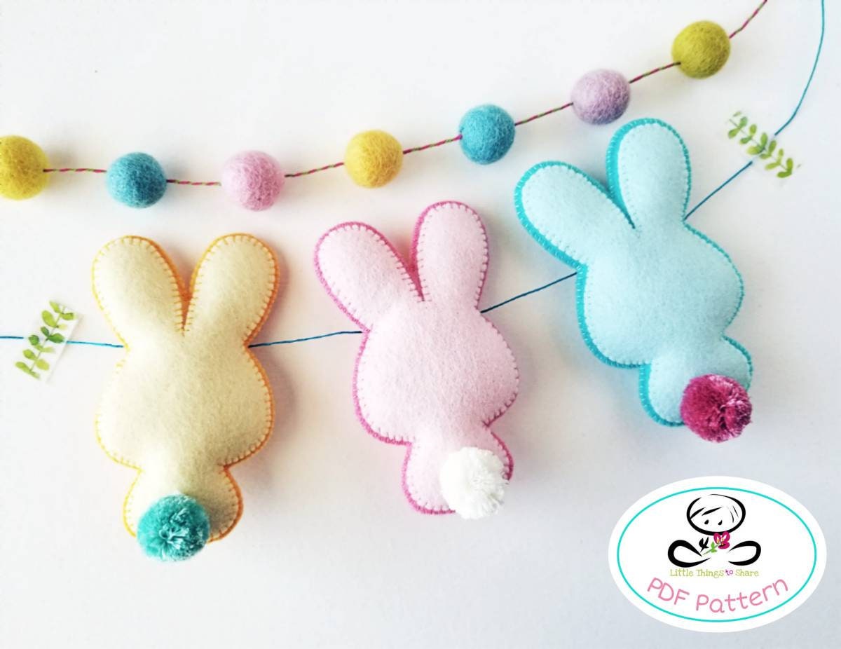 Bunny Garland PDF Pattern, Felt Peeps, Easter Bunny, DIY, Instant ...