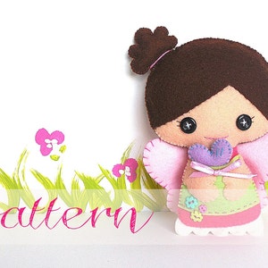 Kalita-Tooth Fairy pillow-PDF Pattern-Wool felt doll-Gift for girls-Handmade doll-Pink dress doll-DIY-Doll Sewing Pattern-Cute Fairy Doll
