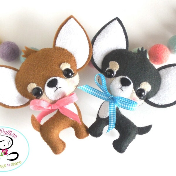 Chihuahua puppy- Chihuahua Dog-PDF pattern-Cute Chihuahua-DIY Project-Nursery decor-Instant Download-Cute dog-Felt puppy-Felt dog