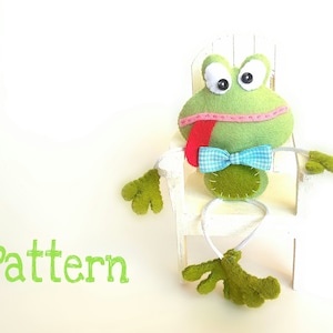 Skinny Frog-PDF sewing pattern-Cute Frog toy-DIY-Handmade plush-Felt toy pattern-Instant download-Small gifts-Saint Valentine&#39;s present