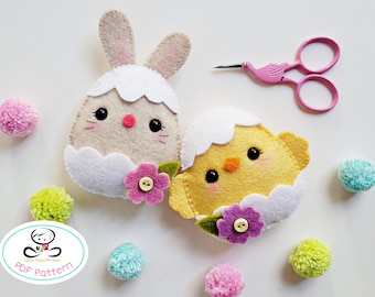 Eggies PDF Pattern-Easter eggs sewing pattern-Egg animals-Easter ornaments-Baby shower favors-Easter toys-Spring animals