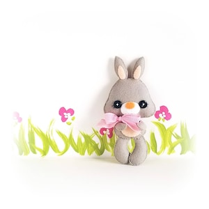 Spring the Bunny-PDF pattern-Easter Bunny-DIY-Nursery decor-Instant Download-Baby&#39;s mobile toy-Cute rabbit-Kids present-Felt bunny ornament