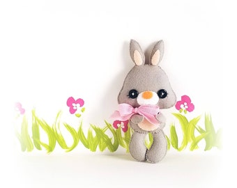Spring the Bunny-PDF pattern-Easter Bunny-DIY-Nursery decor-Instant Download-Baby's mobile toy-Cute rabbit-Kids present-Felt bunny ornament