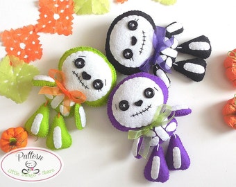 Sweet Skeleton PDF pattern-Halloween Ornament-Felt Halloween Ornament-DIY-Day of the Dead ornament-Instant download-Cute Skeleton-Toy