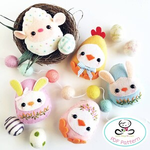 Baby Eggs PDF Pattern-Easter eggs sewing pattern-Egg animals-Easter ornaments-Baby shower favors-Easter toys-Spring animals