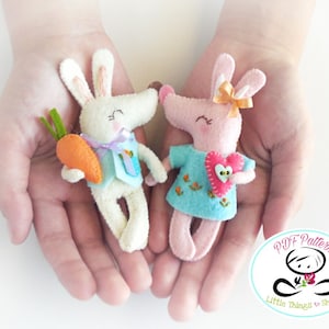 Bunnies in Love-PDF pattern-Easter Bunny-DIY-Nursery decor-Instant Download-pocket doll-Cute rabbit-Kids present-Felt bunny ornament