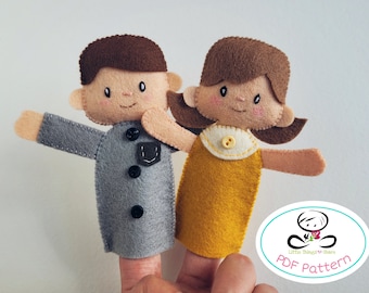 Títeres de dedo Adultos PDF Patrón de costura, Títeres de dedo DIY, patrón de juguete, juguetes para niños, juguetes educativos