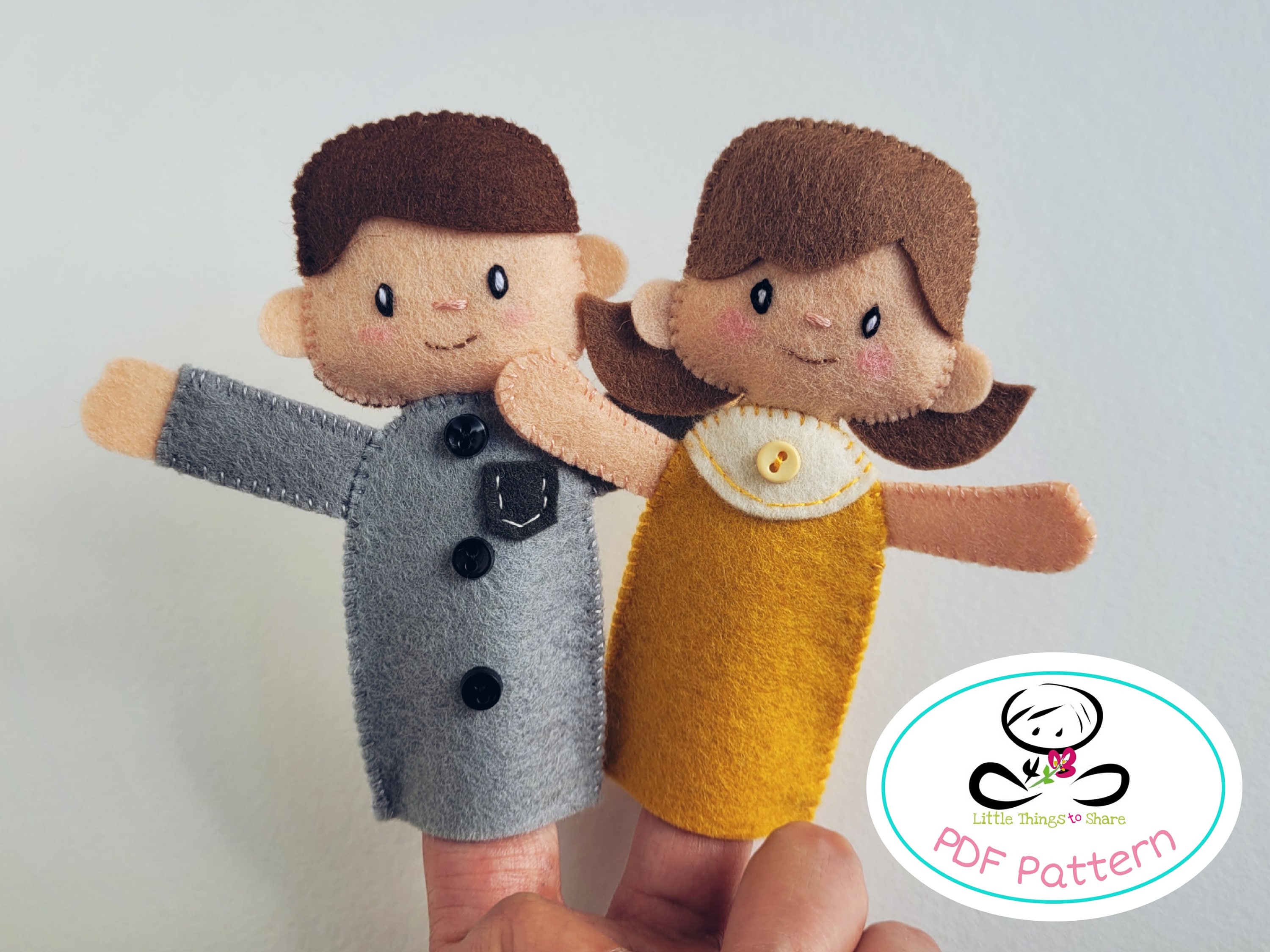 Finger Puppets Adults PDF Sewing Pattern, DIY Finger puppets, toy pattern, kids toys, educational toys