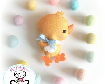 Fluffy Chicken-PDF Sewing Pattern-DIY-Felt Chick Toy Pattern-Baby Chick-Nursery Decor-Chicken Ornament-Baby's mobile toy-Cute chick pattern