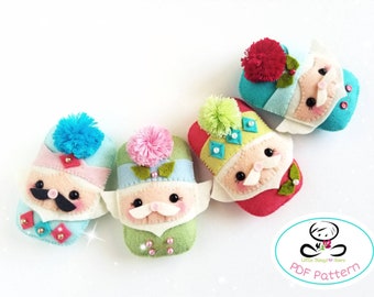 Cascanueces pequeño - Patrón PDF - Adornos navideños de fieltro - Papá Noel - DIY - Guirnalda de fieltro - Etiquetas de regalo - Cascanueces lindo - Duendes navideños - Duendes lindos
