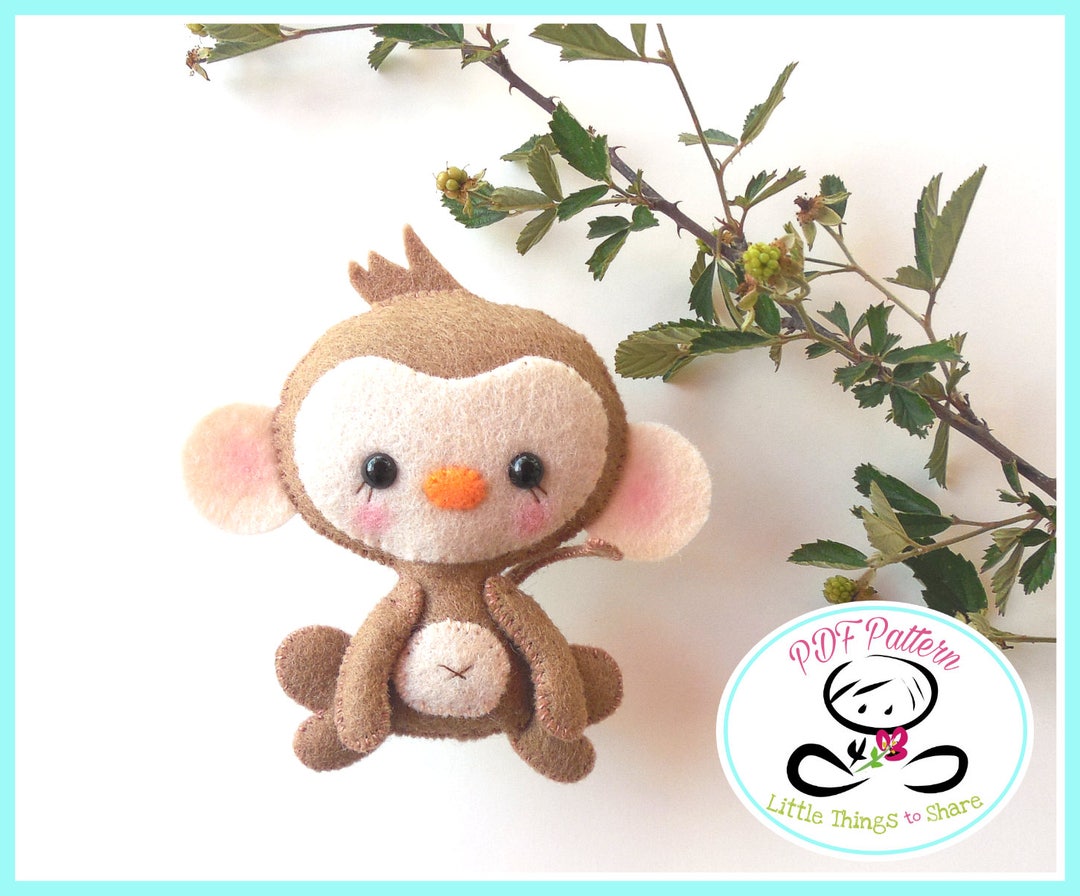 Monkey Toy Pattern Baby Monkey PDF Sewing Pattern-diy-monkey Toy Pattern-safari Animals ...