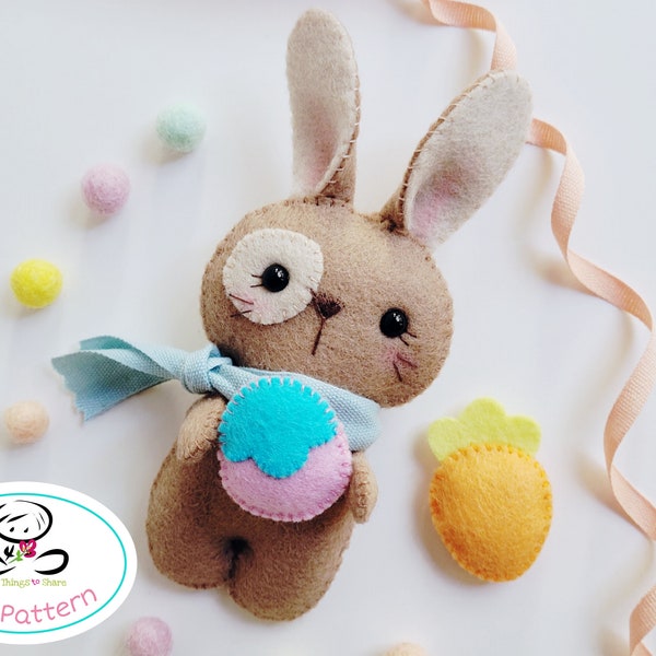 Lolo the Bunny PDF Pattern-Easter Bunny sewing pattern-Cute Rabbit plush toy-Easter present-Baby shower present-Felt Bunny-Farm Animals