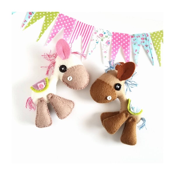 Horsy PDF sewing pattern-DIY-Felt Horse toy pattern-Nursery decor-Instant download-Horse ornament-Baby's mobile toy-Cute donkey-Kids present