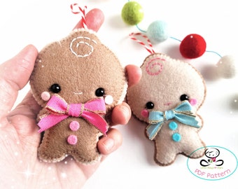 Gingerbread Baby-PDF Pattern-Felt Christmas ornaments-gingerbread cookie-DIY-Felt Garland-Gift tags-Cute gingerbread man-felt pattern