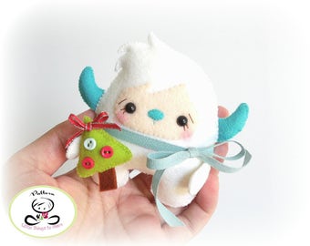 Monstruo Yeti gordito-Adorno de Navidad-PDF-Patrón de costura-Patrón de adorno-Relleno de medias-Patrón de adorno de fieltro-Proyecto DIY-Monstruo de nieve