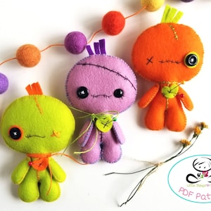 Voodoo Doll pattern-PDF file-Halloween Ornament-Felt Ornament-DIY-Instant download-Creepy doll-Halloween plush doll