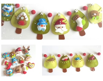 Christmas Advent Calendar PDF Pattern-Christmas Garland-Christmas Ornament patterns-Christmas Stocking-Set of twelve Christmas ornaments