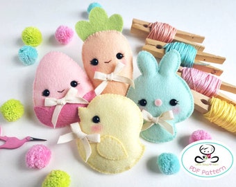 Easter Babies PDF pattern, Easter Bunny, DIY, Instant Download, Easter Garland, Baby Carrot, Baby Egg, Easter Egg