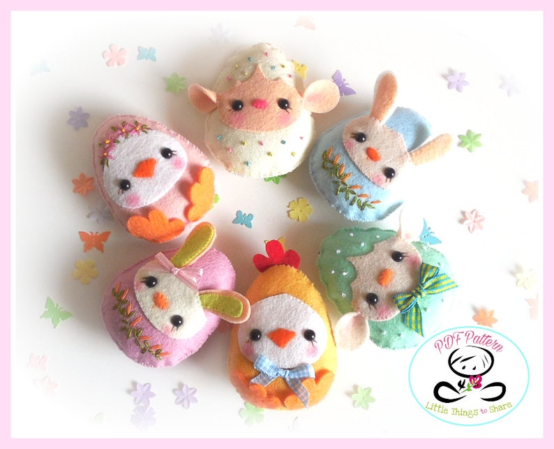 Baby Eggs PDF Pattern-Easter eggs sewing pattern-Egg animals-Easter ornaments-Baby shower favors-Easter toys-Spring animals image 5